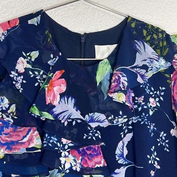 NWT Mikael Aghal Maxi Dress Blue Floral Size 0 - Picture 4 of 16